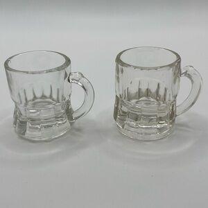 Vintage Federal Glass Co. & Misc Mini Clear Glass Beer Mug Shot Glass  Set of 2